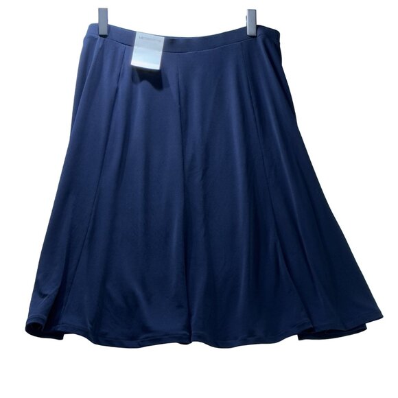 LIZ CLAIBORNE Women's Darkest Sky Blue A-Line Skirt Size Polyester Stretch L - Picture 5 of 12
